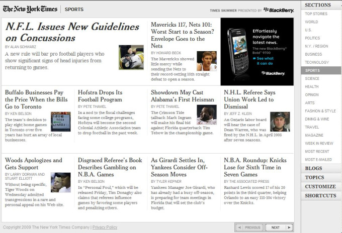 New York Times Time Skimmer